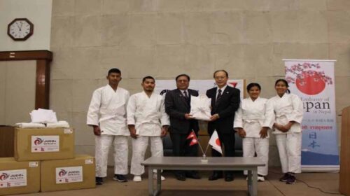 Japan hands over 240 judo uniforms to Nepal Judo Association