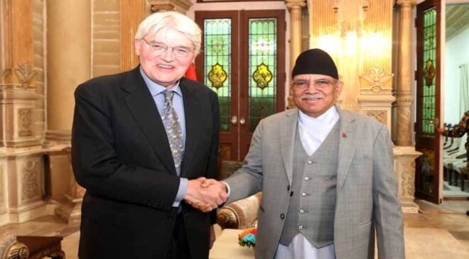 British Minister Mitchell pays courtesy call on PM Dahal